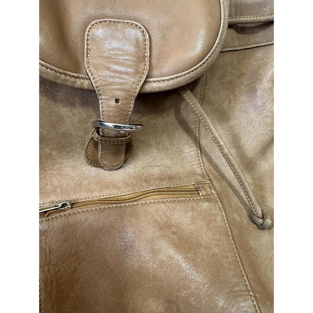 VTG Boulder Ridge Brown Soft Leather Drawstring Backpack - Picture 3 of 7
